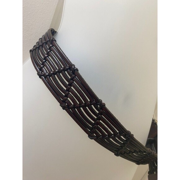 Brighton wide Brown Leather Woven Braided Belt Wide Size Medium/ Large 32 - Picture 4 of 9